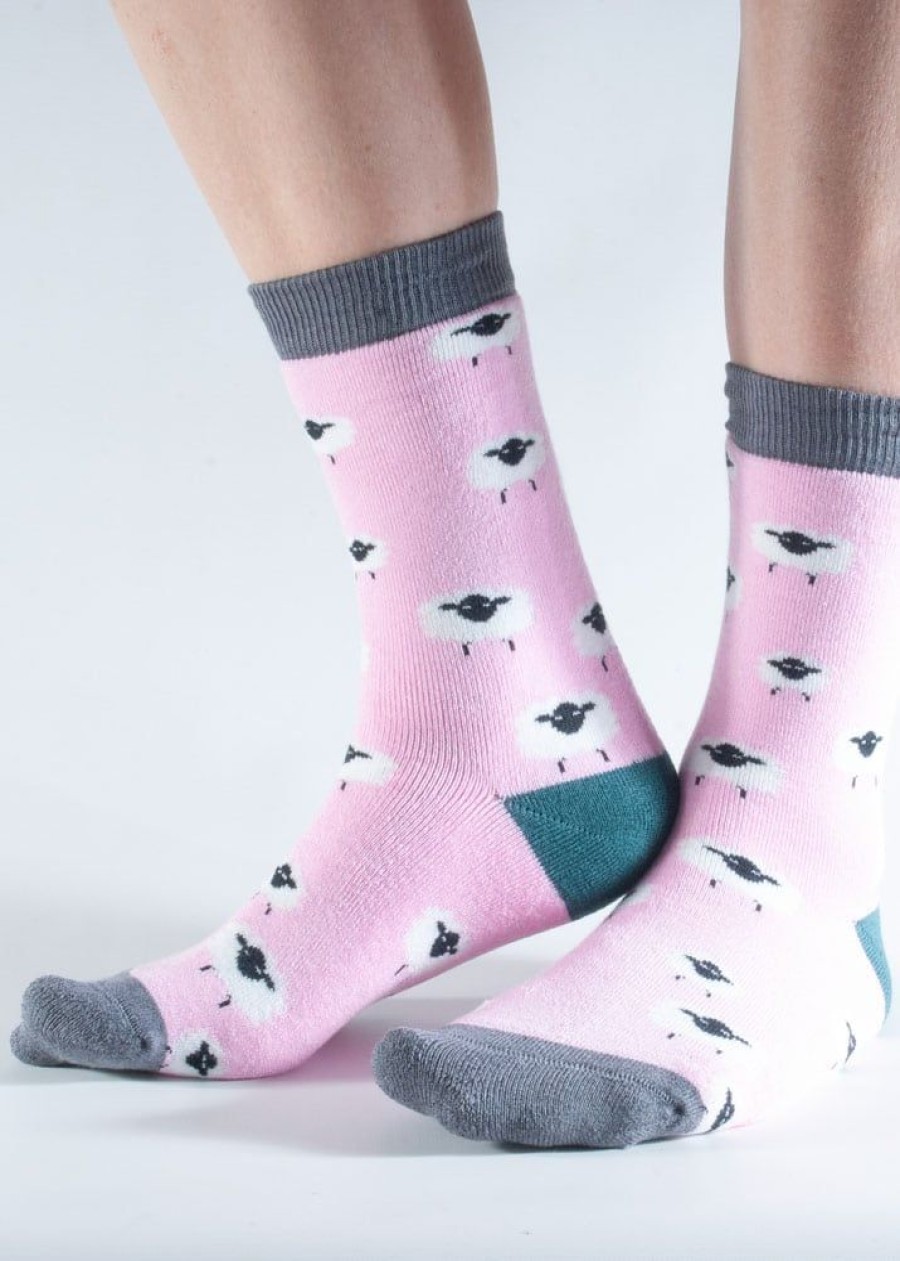 Doris & Dude Socks | Bamboo & Organic Cotton Pink Sheep Toast Socks