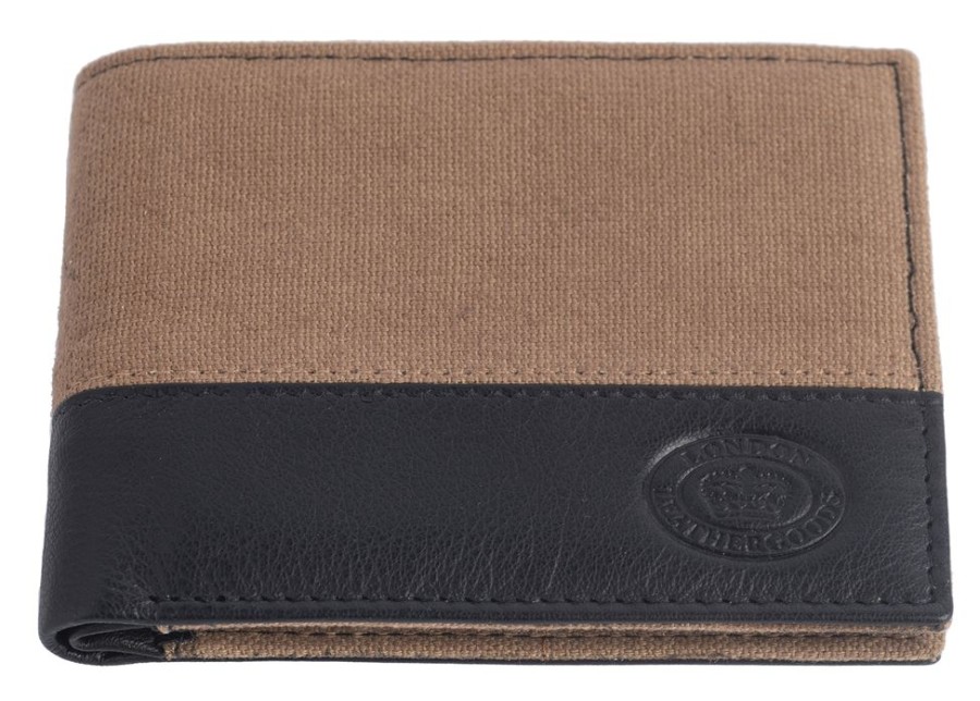 London Leather Goods Wallets | Leather And Canvas Two Tone Wallet