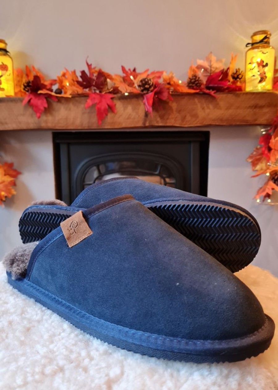 Lambland Men'S Sheepskin Slippers | Men'S Luxury Sheepskin Mule Slippers