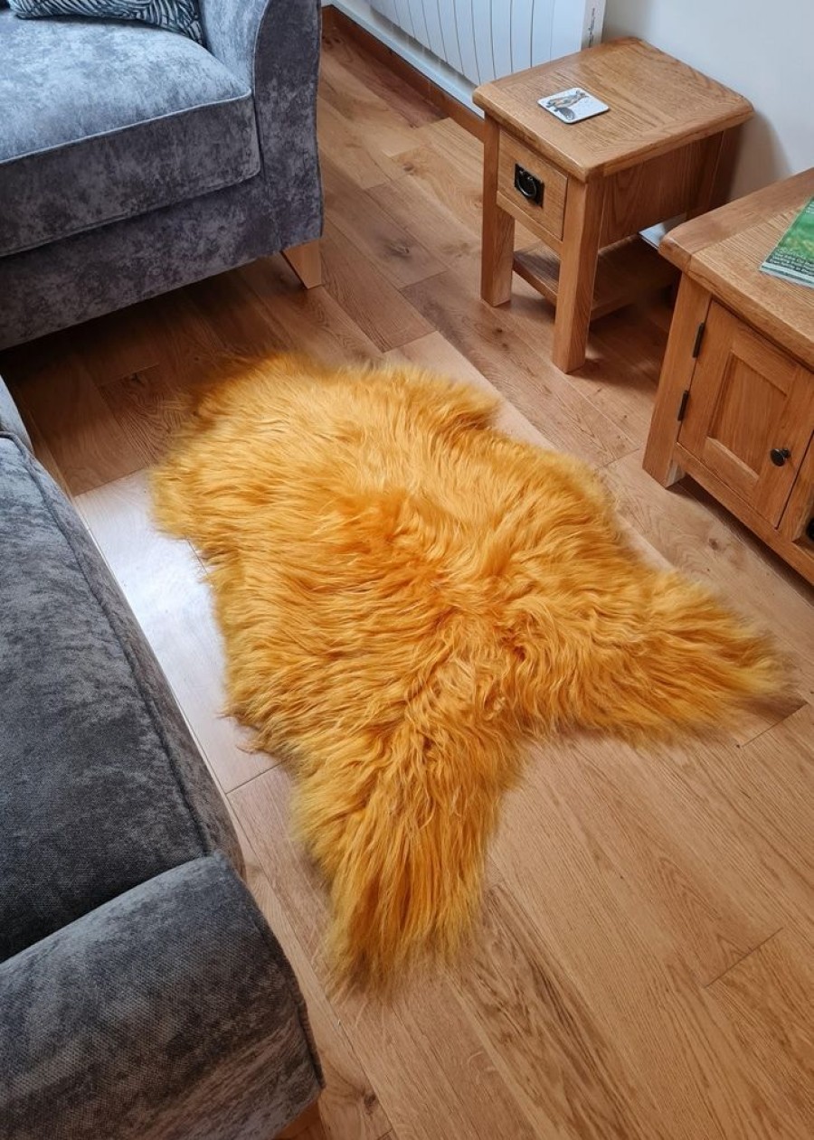 Lambland Eco Tanned Sheepskins | Eco Tanned Long Wool Yellow Icelandic Sheepskin