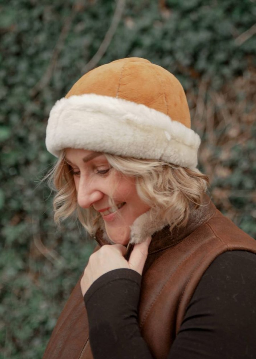 Lambland Hats, Scarves & Earmuffs | Ladies Luxury Sheepskin Panel Tub Hat