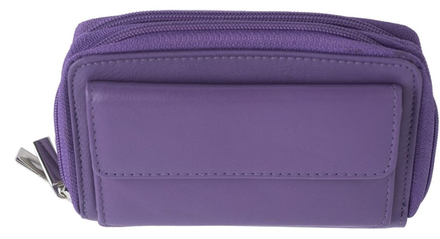 Lorenz Purses | Real Leather Dual Zip Soft Purse With Front Pocket