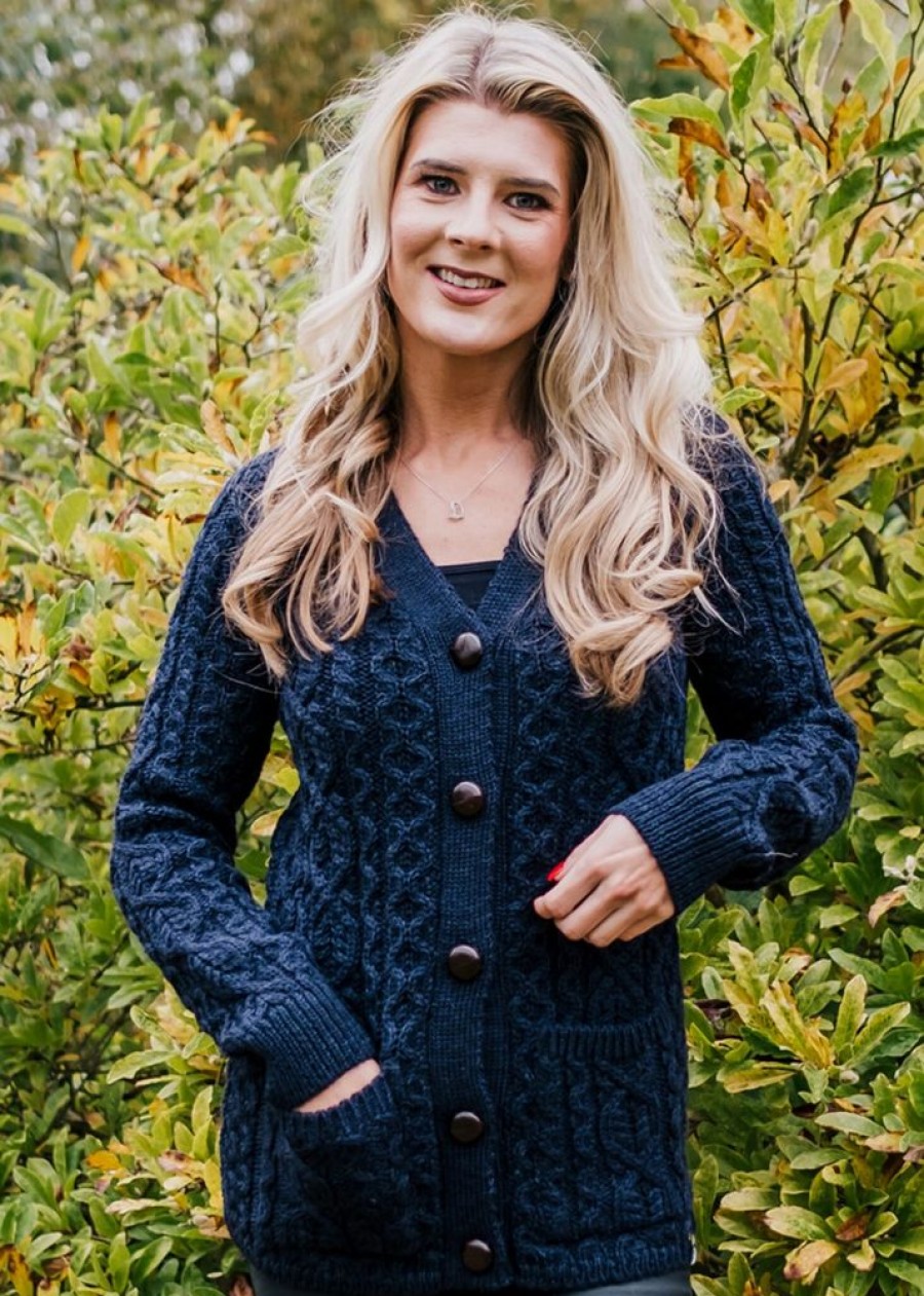 Glencroft Coats, Jackets & Jumpers | Ladies Long Cardigan With Leather Buttons