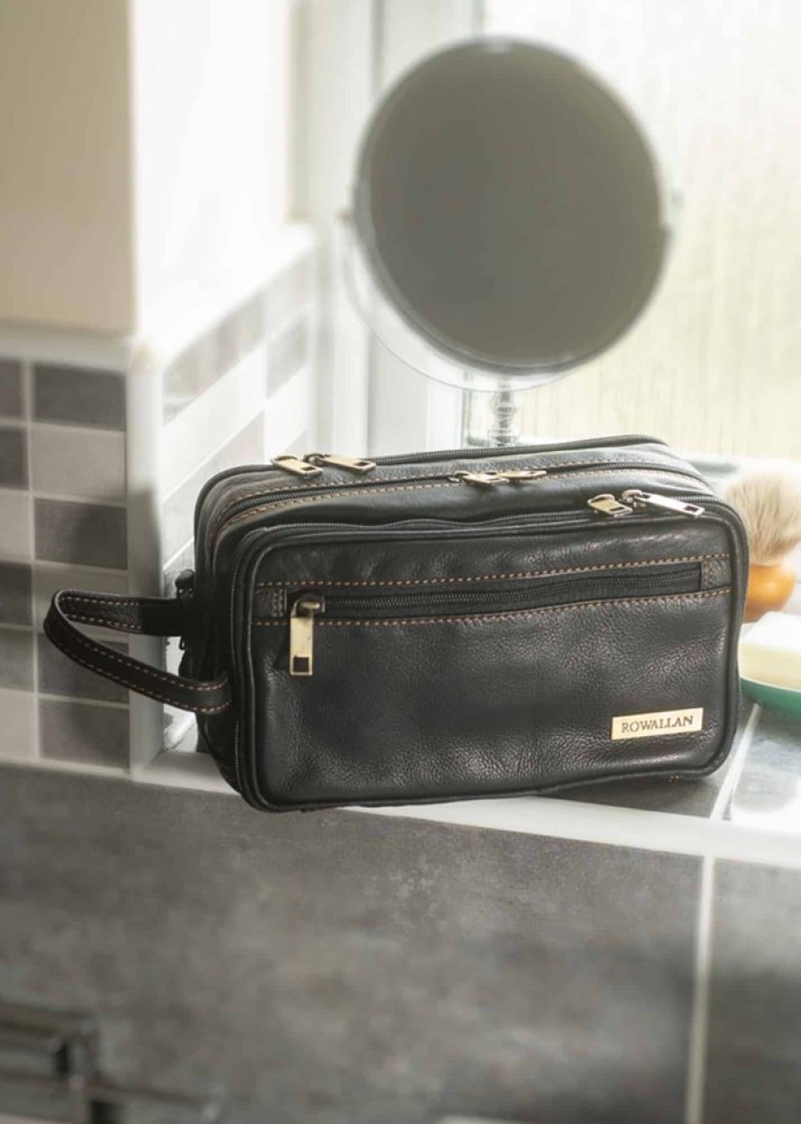 Rowallan of Scotland Toiletry Bags | Triple Zipped Luxury Leather Toiletry Bag