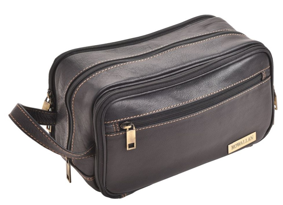 Rowallan of Scotland Toiletry Bags | Triple Zipped Luxury Leather Toiletry Bag