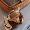 Lambland Keyrings & Gift Ideas | A Pair Of Hand Crafted Fluffy Pom Pom Cow Keyrings