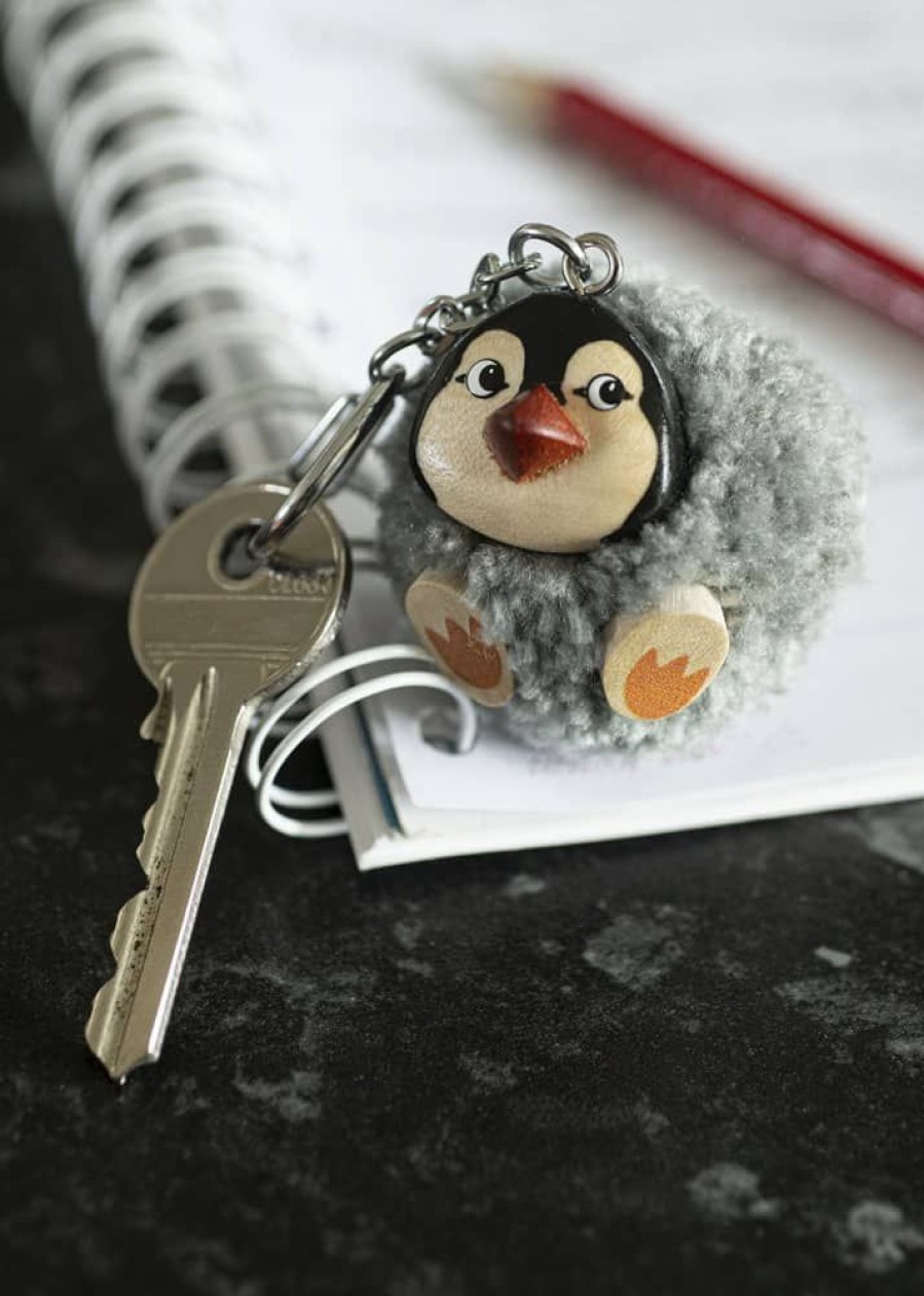 Lambland Keyrings & Gift Ideas | A Pair Of Hand Crafted Fluffy Pom Pom Penguin Keyrings