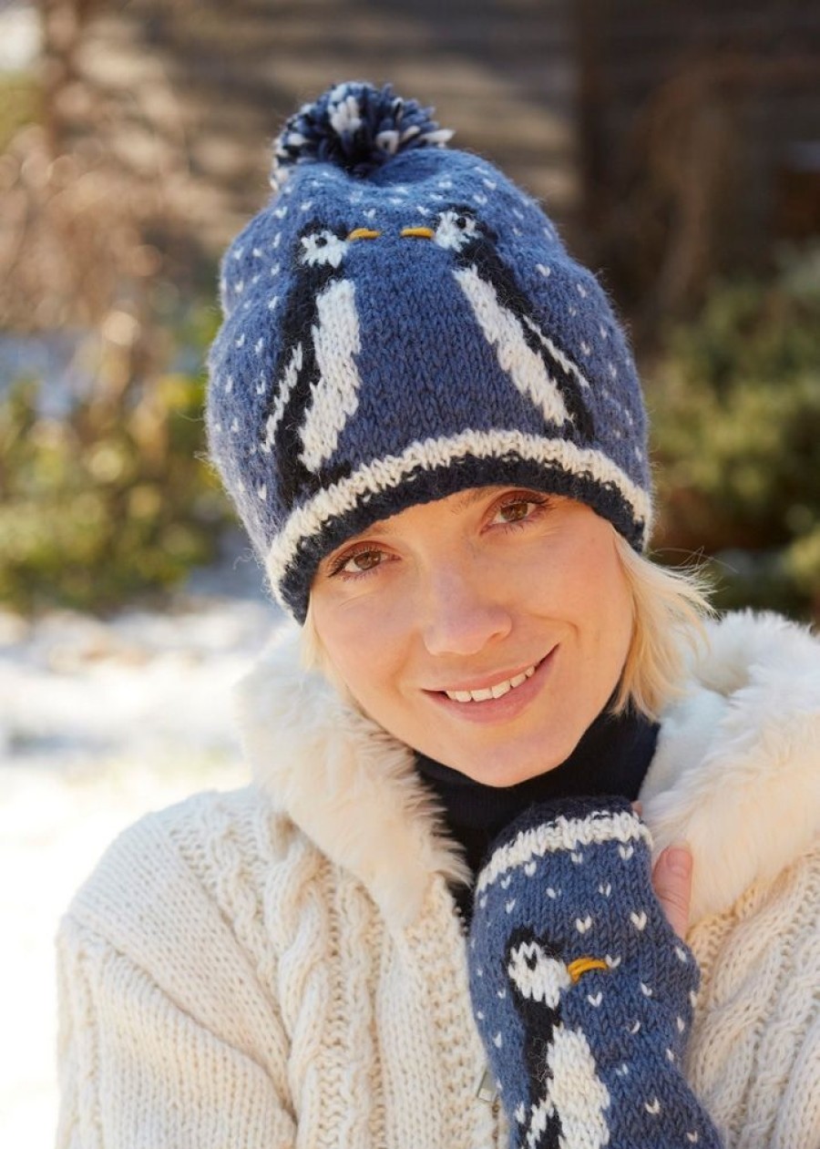 Pachamama Hats, Scarves & Earmuffs | Hand Knitted Penguin Bobble Hat