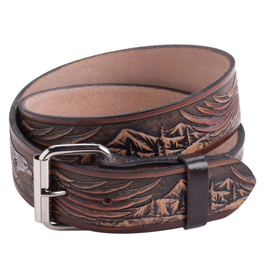 Arnicus Leather Leather Belts | Men'S 40Mm Flying Eagle Pattern Buckle Belt