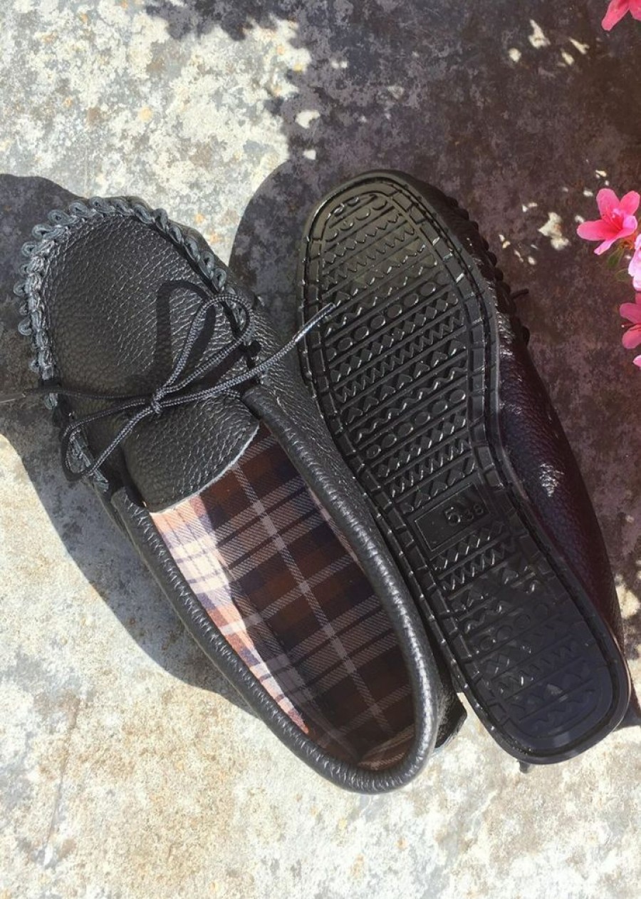 Lambland British Made Footwear | Men'S Fabric Lined Leather Moccasin Slippers