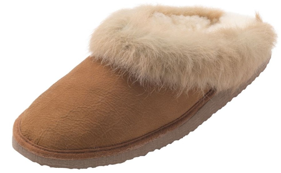 Glencroft Ladies Sheepskin Slippers | Ladies Real Sheepskin Collared Mule Slippers With Hard Sole