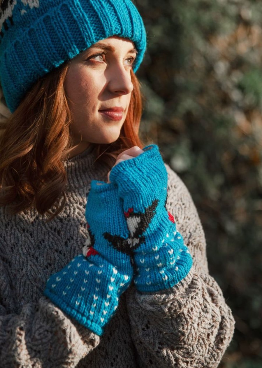 From The Source Gloves & Mittens | Hand Knitted Woolen Puffin Handwarmers