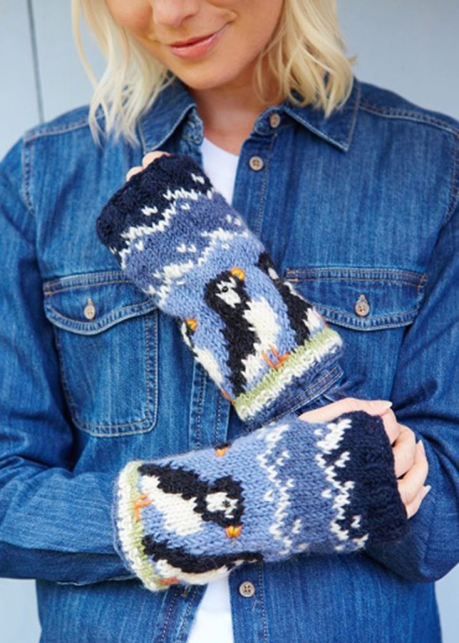 Pachamama Gloves & Mittens | Hand Knitted Puffin Design Handwarmer