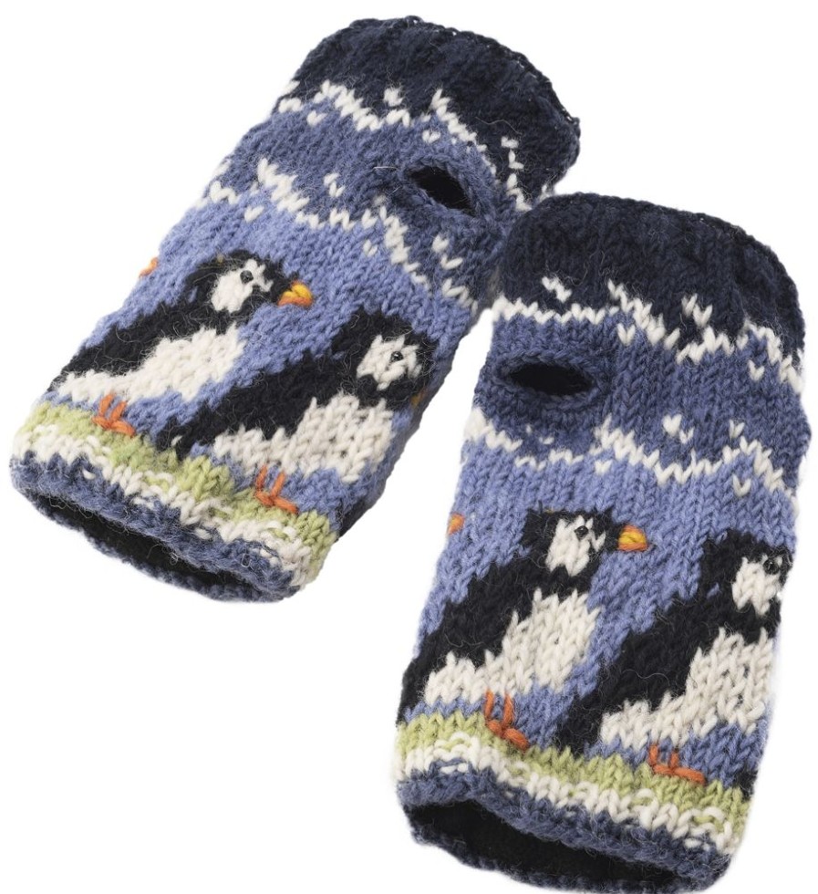 Pachamama Gloves & Mittens | Hand Knitted Puffin Design Handwarmer