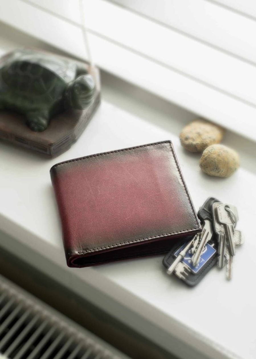 Primehide Wallets | Premium Burnished Leather Burgundy Fold Up Wallet