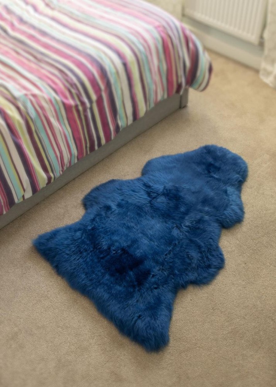 Lambland British Sheepskins | British Premium Cornflower Blue Sheepskin Rug