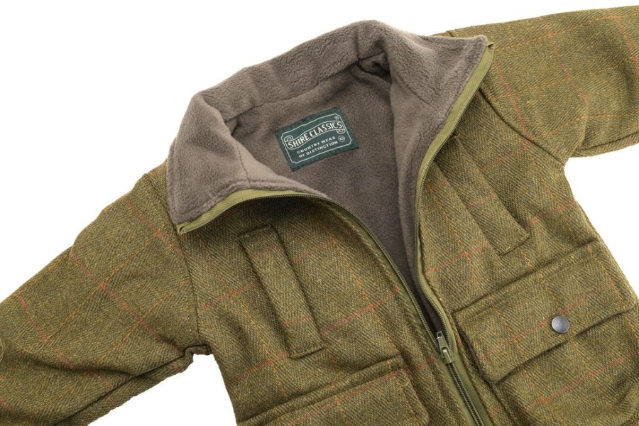 Lambland Kids Fleeces & Bodywarmers | Kids' Green Fleece Lined Zipped Tweed Coat