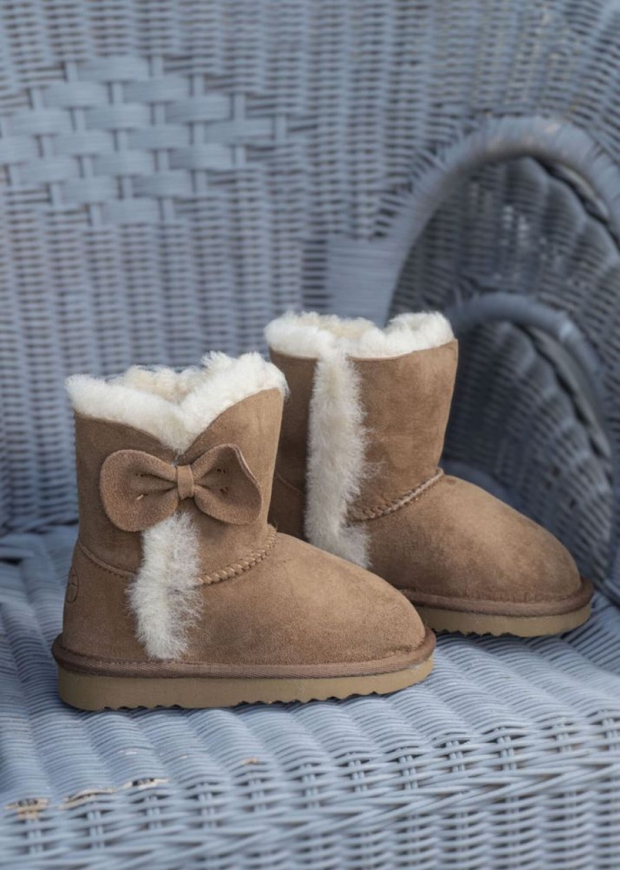 Lambland Kids Slippers & Boots | Kids' Luxury Sheepskin Boots With Bow