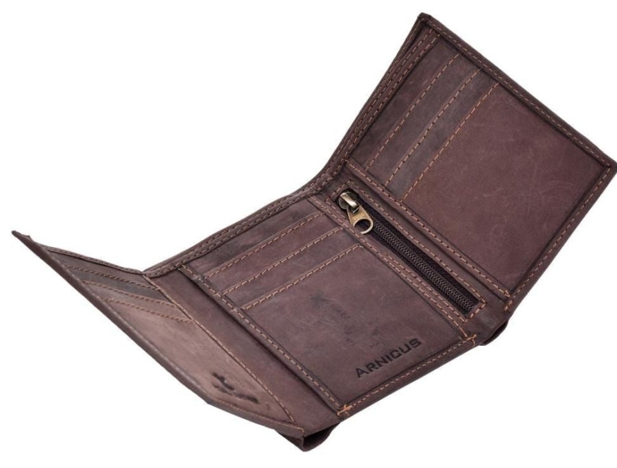 Arnicus Leather Wallets | Men'S Small Distressed Leather Tri-Fold Wallet