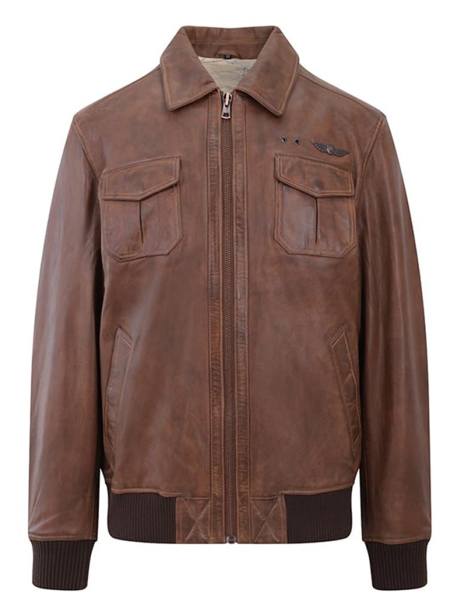 Primehide Coats, Jackets & Jumpers | Men'S Premium Leather Airbourne Style Jacket