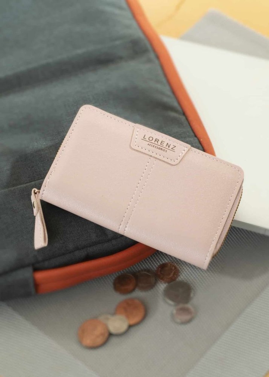 Lorenz Purses | Faux Leather Zip Around Wallet With Magnetic Note Section