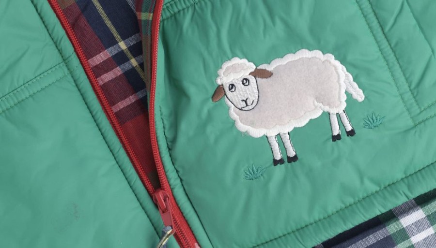 Lambland Kids Fleeces & Bodywarmers | Kids' Emerald Embroidered Sheep Gilet