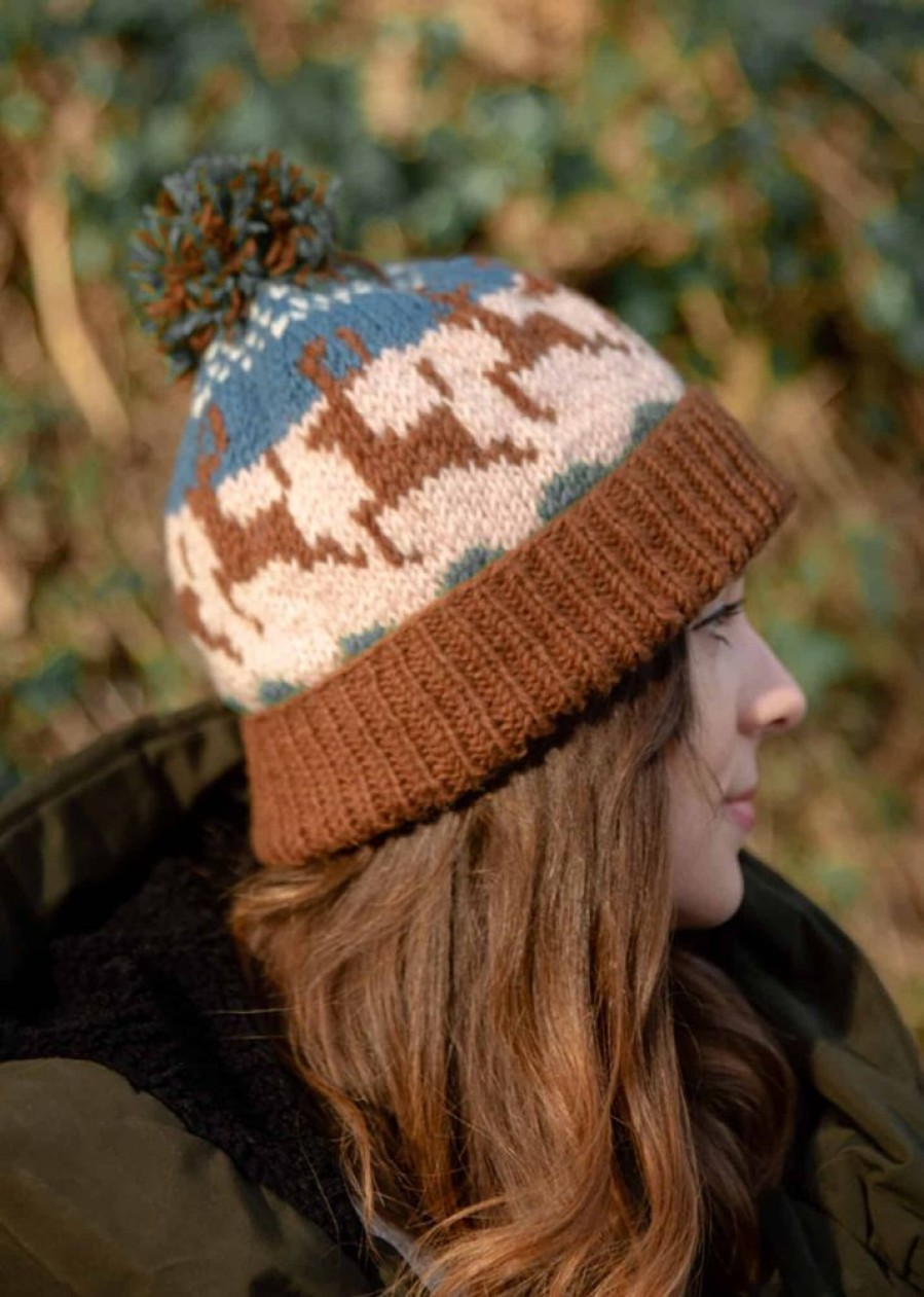 Lambland Hats, Scarves & Earmuffs | Hand Knitted Deer Pattern Bobble Hat