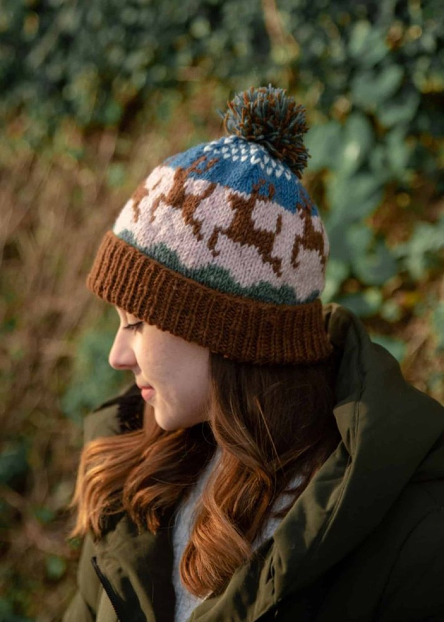 Lambland Hats, Scarves & Earmuffs | Hand Knitted Deer Pattern Bobble Hat