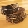 Arnicus Leather Leather Belts | Men'S 40Mm Eagle Pattern Leather Buckle Belt