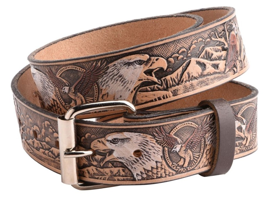 Arnicus Leather Leather Belts | Men'S 40Mm Eagle Pattern Leather Buckle Belt