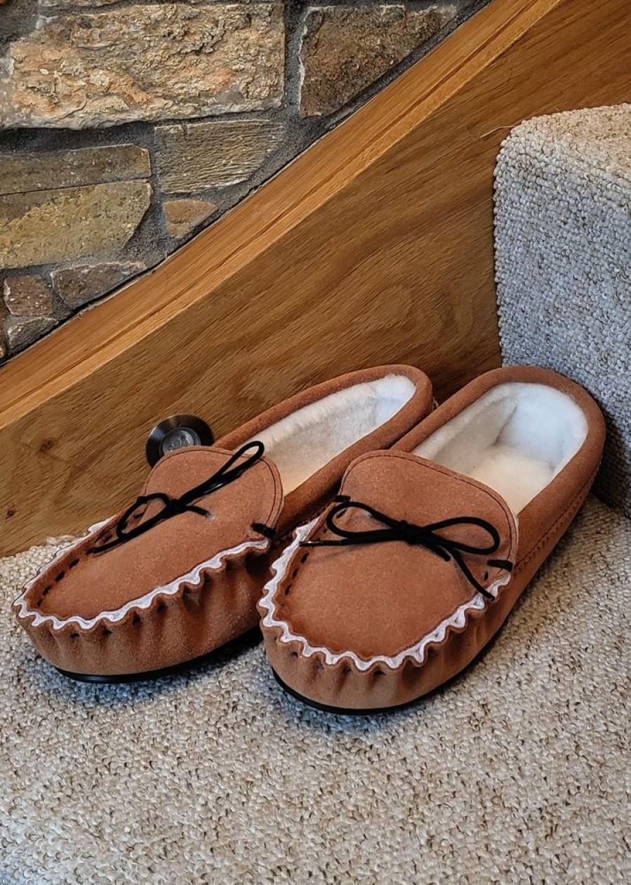 Lambland British Made Footwear | Premium Quality Men'S Sheepskin Lined Moccasins With Hard Sole