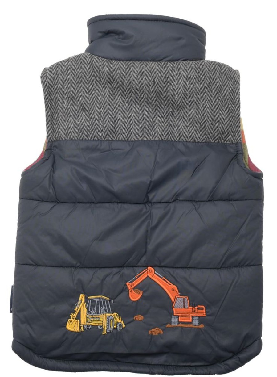 Lambland Kids Fleeces & Bodywarmers | Two Tone Embroidered Digger Gilet