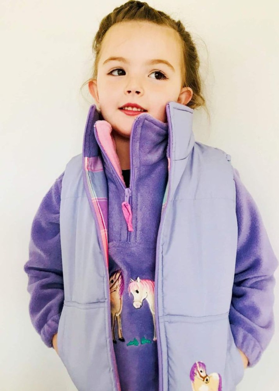 Lambland Kids Fleeces & Bodywarmers | Kids' Lilac Embroidered Horse Gilet