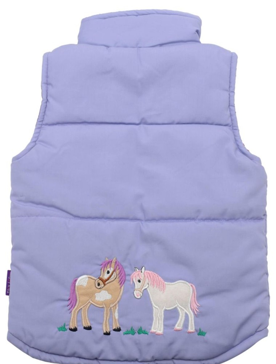 Lambland Kids Fleeces & Bodywarmers | Kids' Lilac Embroidered Horse Gilet