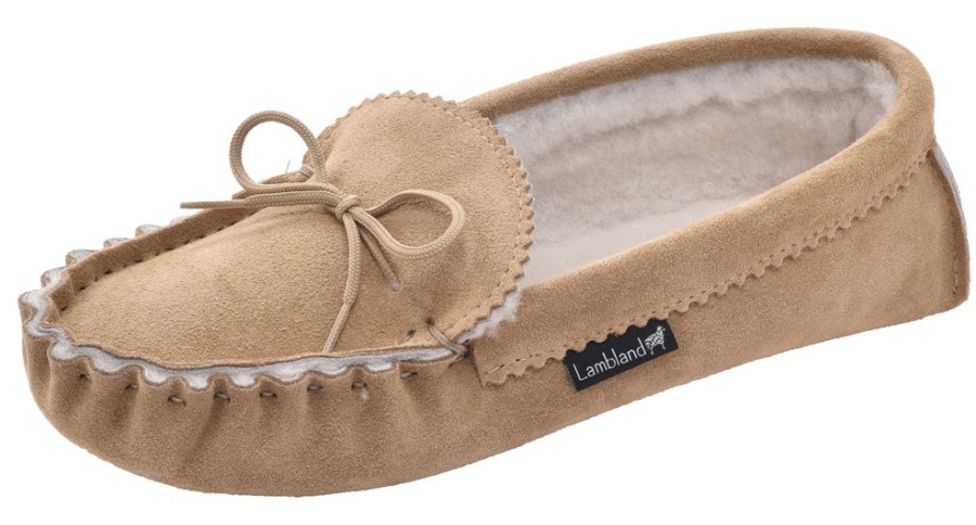 Lambland British Made Footwear | Men'S Sheepskin Lined Suede Sole Moccasins