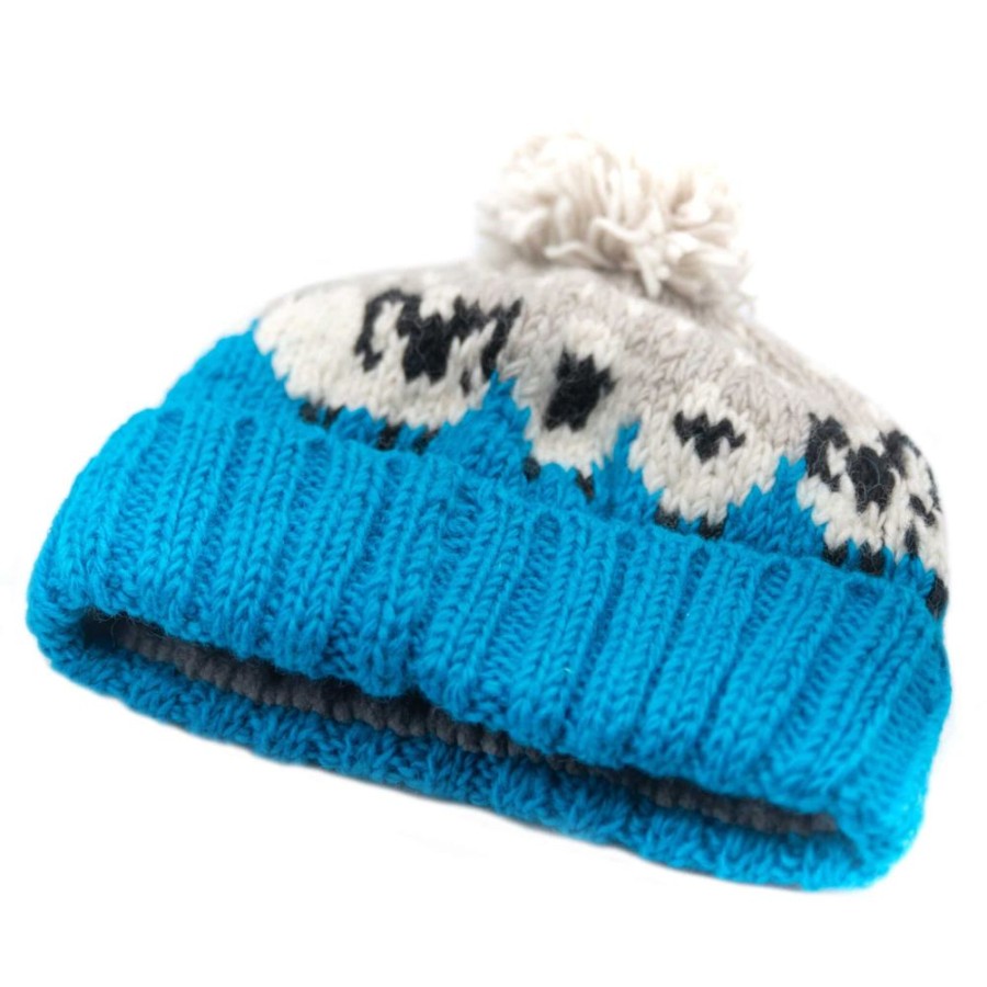 From The Source Hats, Scarves & Earmuffs | Hand Knitted Woolen Sheep & Sheepdog Bobble Hat