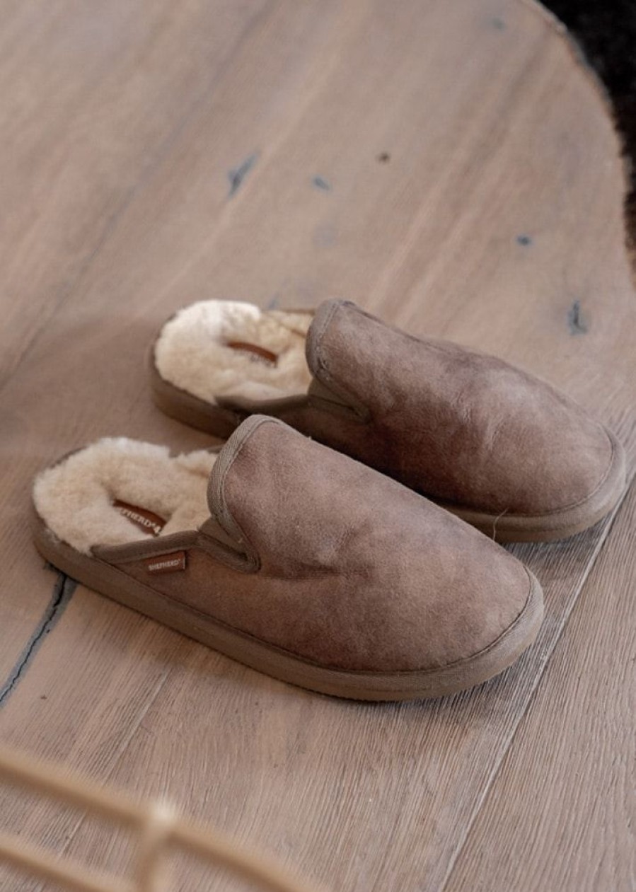 Shepherd Men'S Sheepskin Slippers | Men'S Genuine Sheepskin Slip On Mule Slippers