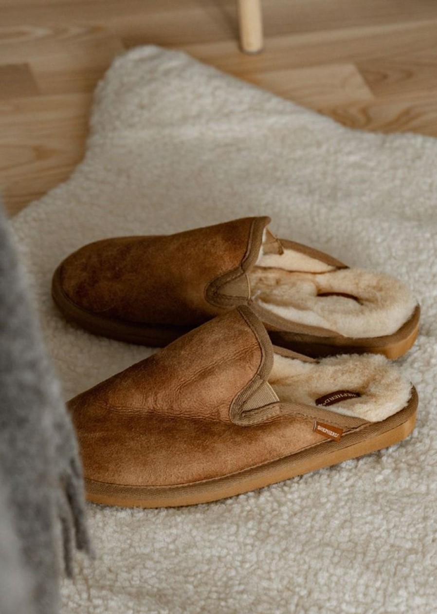 Shepherd Men'S Sheepskin Slippers | Men'S Genuine Sheepskin Slip On Mule Slippers