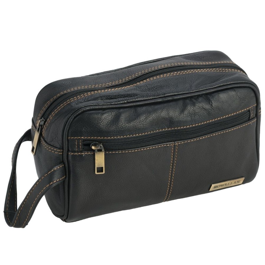 Rowallan of Scotland Toiletry Bags | Luxury Leather Multi Zipped Toiletry Bag