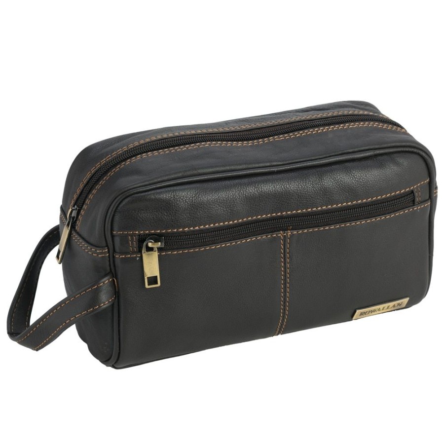 Rowallan of Scotland Toiletry Bags | Luxury Leather Multi Zipped Toiletry Bag