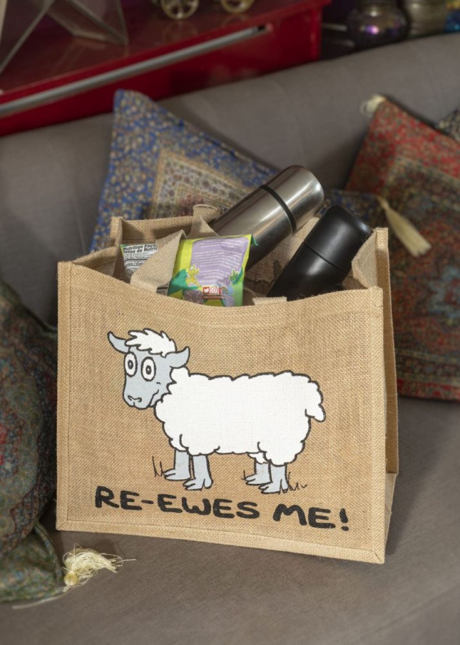 Lambland Top Handle Bags & Shoppers | Sheep Design Re-Usable Jute Shopping Bags