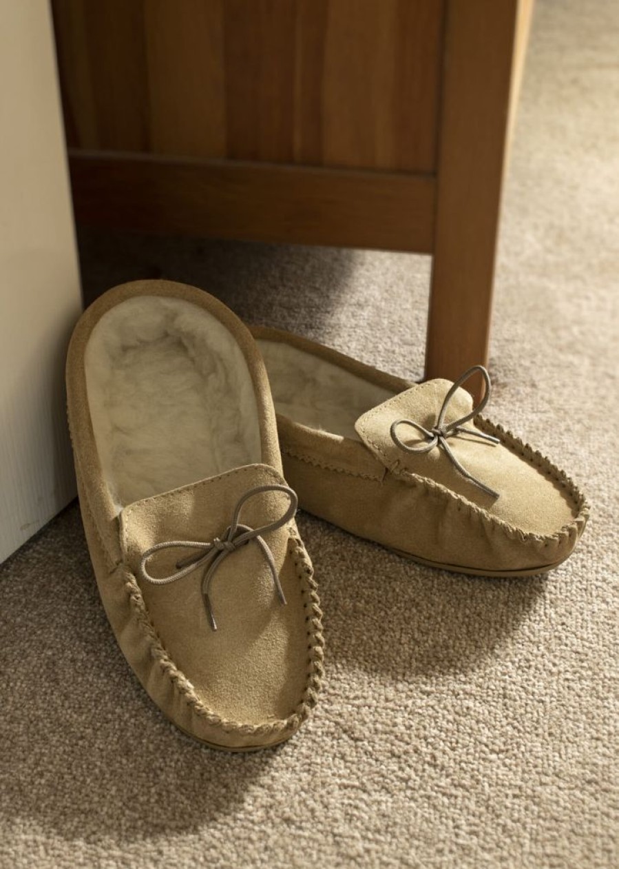 Lambland British Made Footwear | Men'S Suede Moccasin Slippers With Hard Wearing Sole