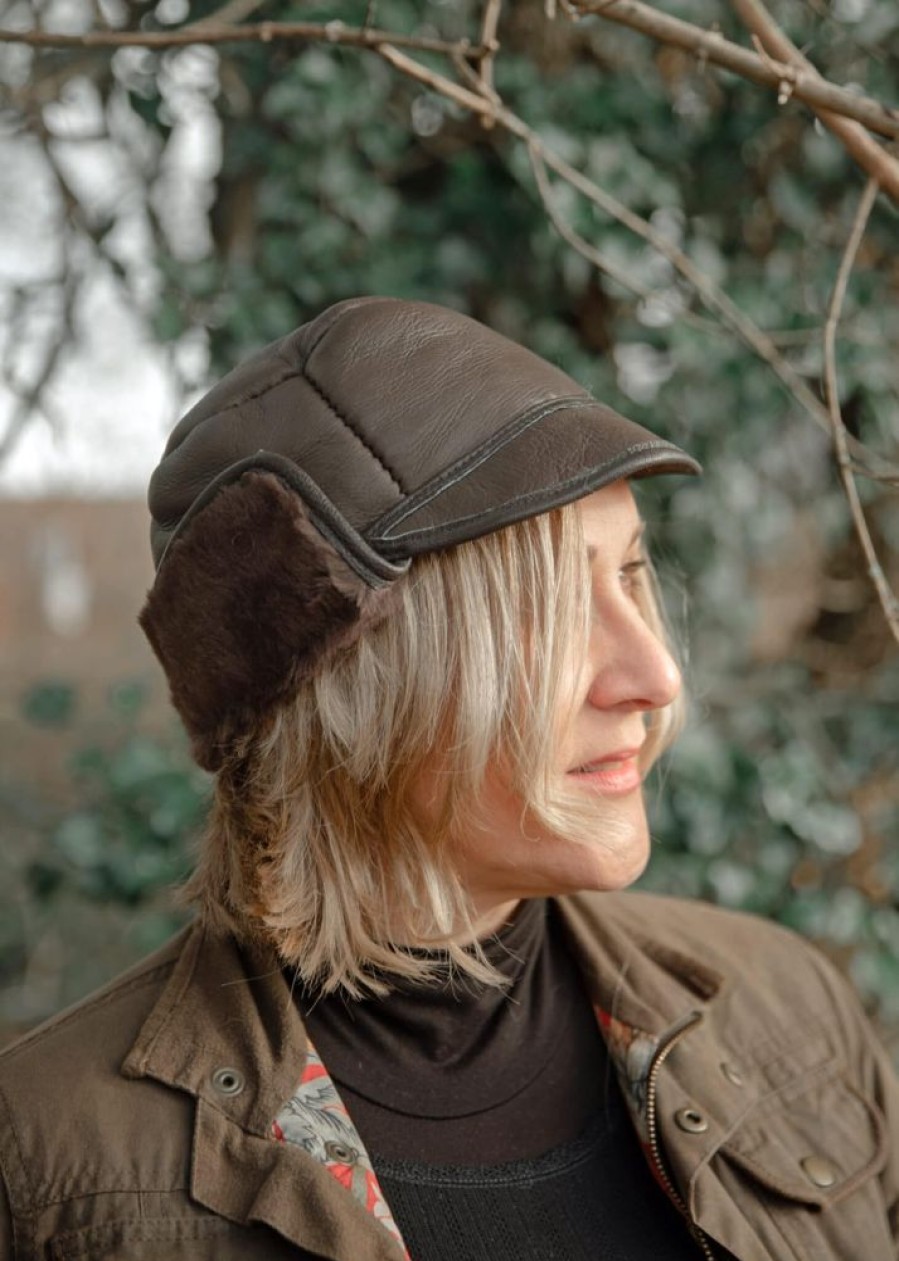 Lambland Hats, Scarves & Earmuffs | Leather And Sheepskin Studded Trapper Hat