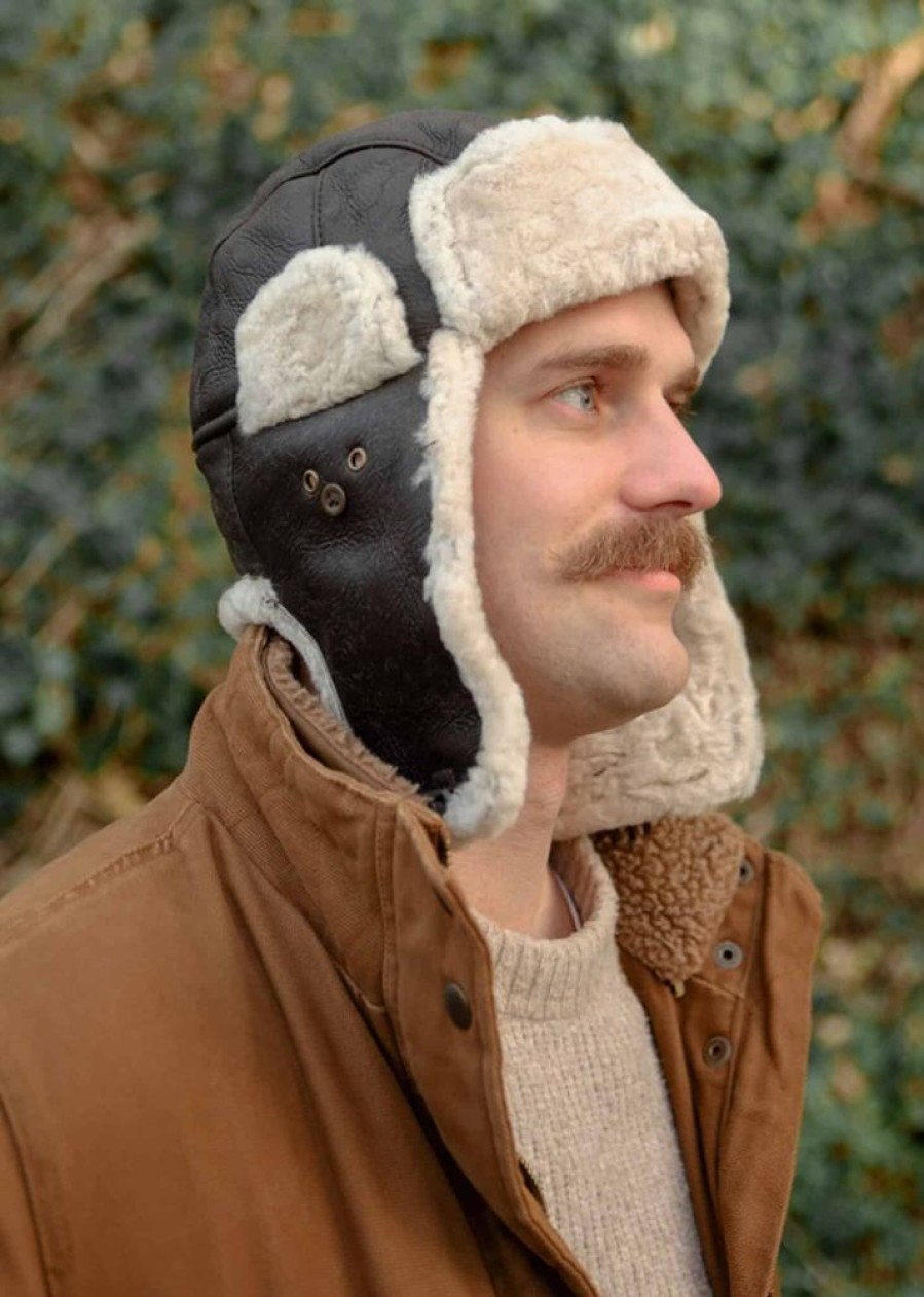 Lambland Hats & Earmuffs | Men'S Luxury Leather And Sheepskin Flying Hat