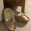 Lambland Ladies British Made Footwear | Ladies Suede Moccasin Slippers With Hard Wearing Sole