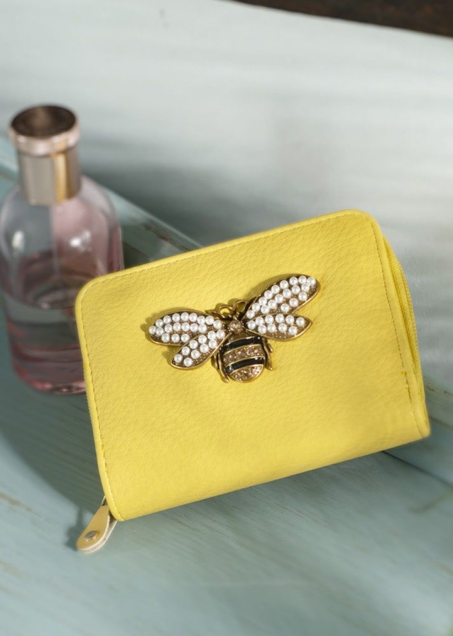 Lorenz Purses | Small Faux Leather Zip Round Coin Section And Bee Detail