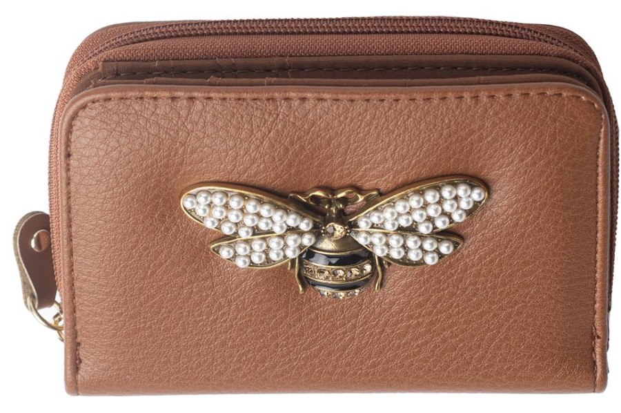 Lorenz Purses | Small Faux Leather Zip Round Coin Section And Bee Detail