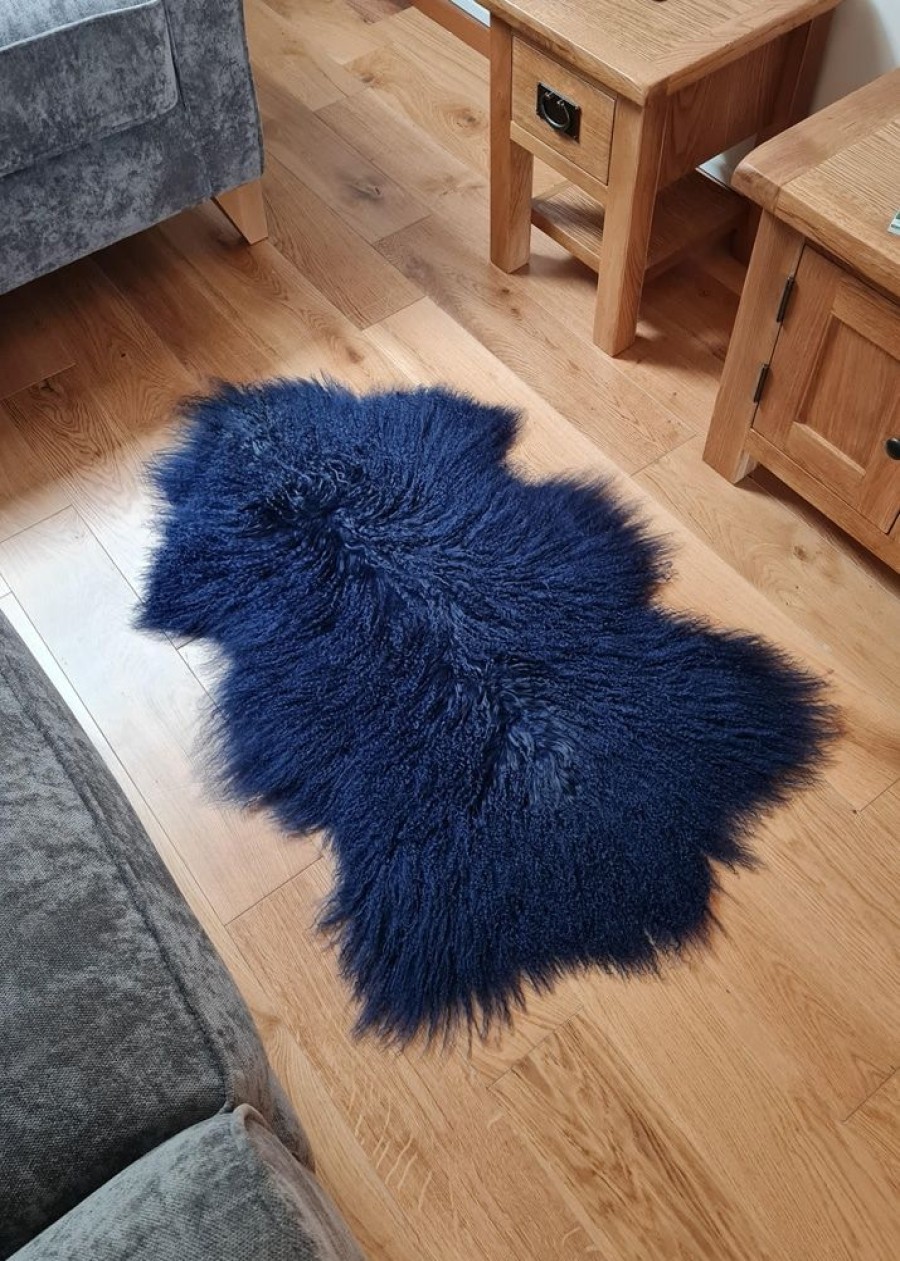 Lambland Eco Tanned Sheepskins | Eco Tanned Tibetan Lambskin In Navy