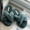 Lambland Ladies Sheepskin Slippers | Ladies Luxury Sheepskin Cross Over Slide Slipper