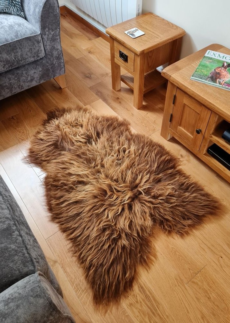 Lambland Eco Tanned Sheepskins | Eco Tanned Long Wool Rusty Brown Icelandic Sheepskin